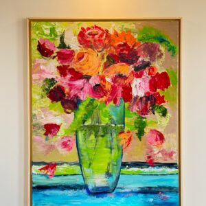 Schilderij Groene vaas (Green flower vase)